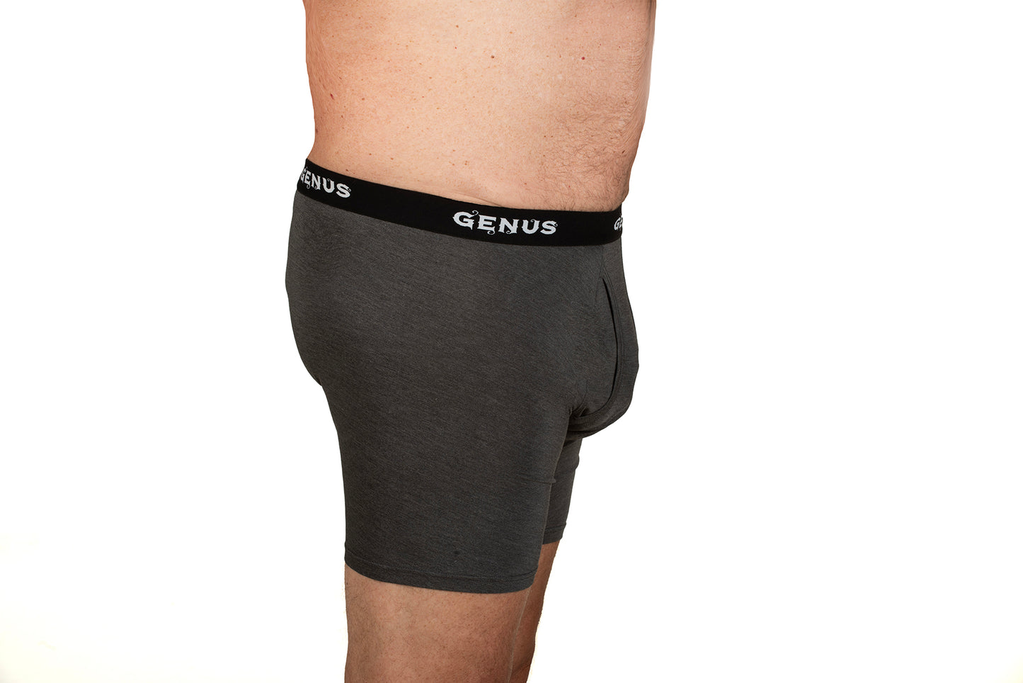 Pouched men's large dark grey underwear.